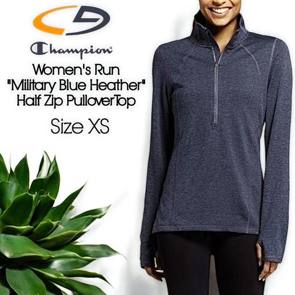 Champion C9 Women's Run Half Zip Pullover "Military Blue Heather" Top - Picture 16 of 16